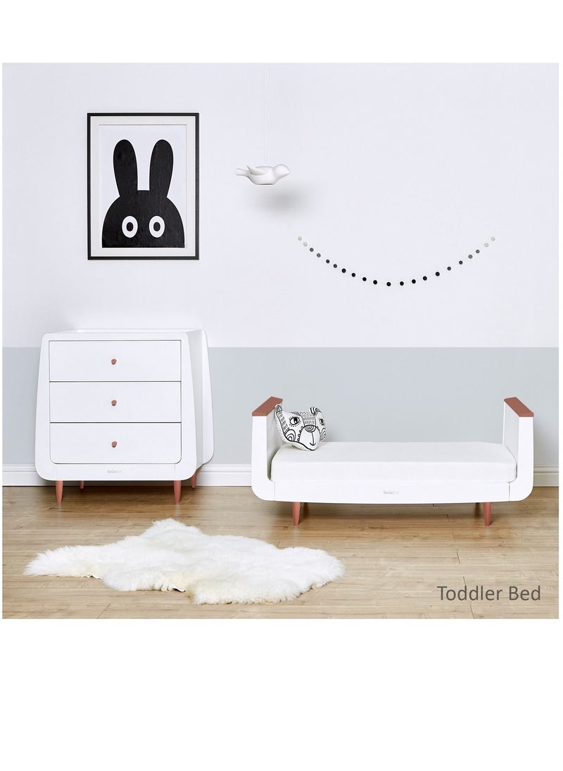 Snuz Snuz Snuzkot Skandi Cot Bed For Infant And Baby, Modern And Minimal Style , Easly Convert To Toddler Bed , Made of Sustainably Sourced Wood , From 0 To 10 Years , Dimensions W72 X L133Cm X H89Cm - Rose Gold  - Image 4
