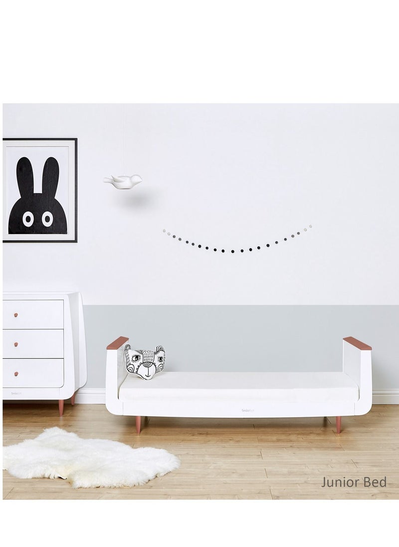Snuz Snuz Snuzkot Skandi Cot Bed For Infant And Baby, Modern And Minimal Style , Easly Convert To Toddler Bed , Made of Sustainably Sourced Wood , From 0 To 10 Years , Dimensions W72 X L133Cm X H89Cm - Rose Gold  - Image 5
