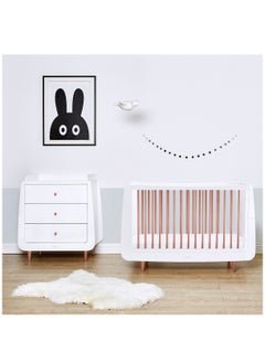 Snuz Snuz Snuzkot Skandi Cot Bed For Infant And Baby, Modern And Minimal Style , Easly Convert To Toddler Bed , Made of Sustainably Sourced Wood , From 0 To 10 Years , Dimensions W72 X L133Cm X H89Cm - Rose Gold  - Image 2