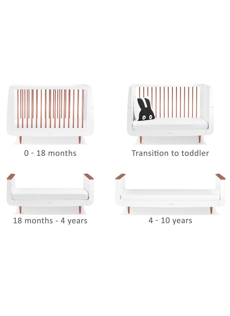 Snuz Snuz Snuzkot Skandi Cot Bed For Infant And Baby, Modern And Minimal Style , Easly Convert To Toddler Bed , Made of Sustainably Sourced Wood , From 0 To 10 Years , Dimensions W72 X L133Cm X H89Cm - Rose Gold  - Image 3