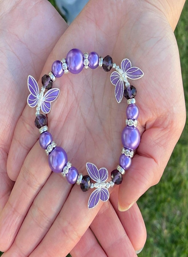 fiona Butterfly Bracelet - Butterfly Jewelry Gift For Women Girls - Butterfly Lovers Gift Stretch Bangle (Purple) - Image 4