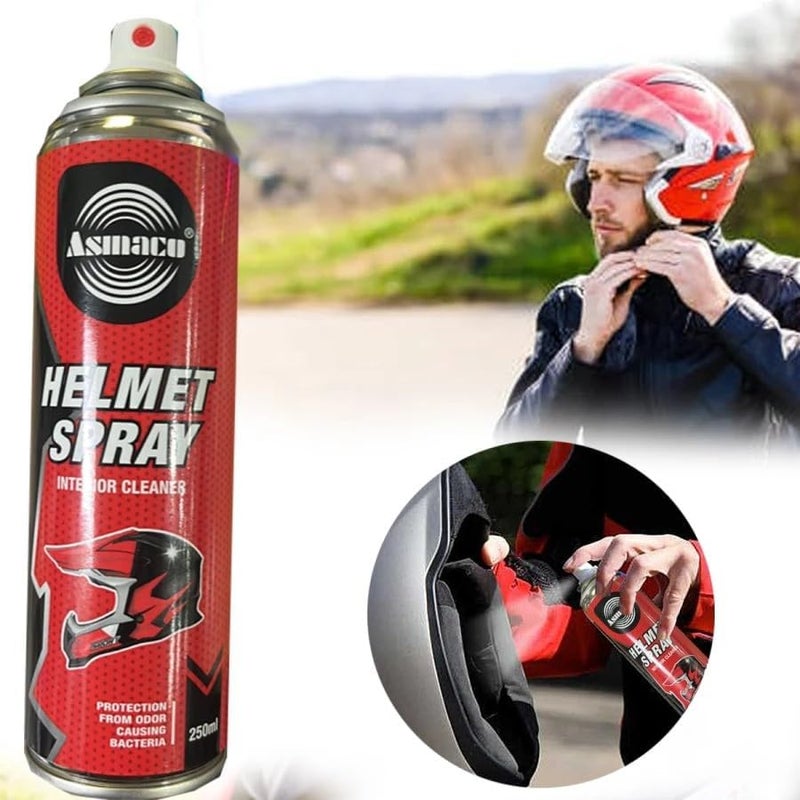 HASANAT ESSENTIALS Asmaco Motorcycle Helmet Cleaner Anti Bacterial Odor Protection Spray 250 ML - Image 2