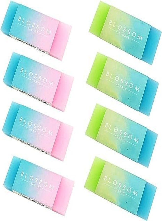 Bwexxt 8 Pcs Pencil Erasers Set, Colored Cube Erasers Cute Gradient Erasers Standard Pencil Erasers for Standard School Office Home Correction Products - Image 1