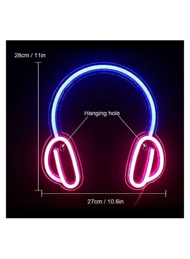 إسكدنيا Stylish Neon Gaming Headset Decoration for Boys Room Birthday Gift Kids Room Wall Art Blue Pink - Image 4