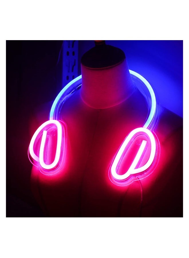 إسكدنيا Stylish Neon Gaming Headset Decoration for Boys Room Birthday Gift Kids Room Wall Art Blue Pink - Image 5