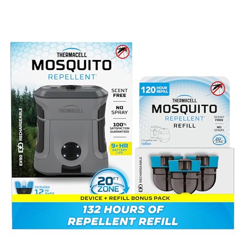 Thermacell Mosquito Repellent Rechargeable Adventure EX-Series EX90; Patio Shield with 9-Hour Battery, Includes 12-Hour Refill, Rubber Armor & Carabiner; Scent Free Bug Spray Alternative - Image 1