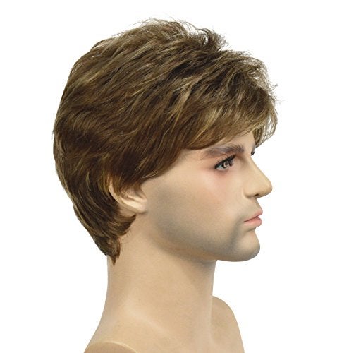 Lydell Men Wig Golden Brown Mix Short Straight Hair Synthetic Full Wigs 6 inches - Image 2