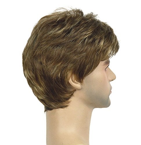 Lydell Men Wig Golden Brown Mix Short Straight Hair Synthetic Full Wigs 6 inches - Image 3