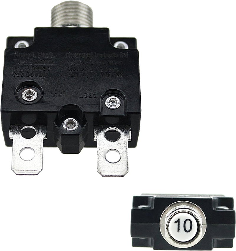 T Tocas 5pcs Push Button Reset 10A Circuit Breakers with Quick Connect Terminals and Waterproof Button Cap - Image 4