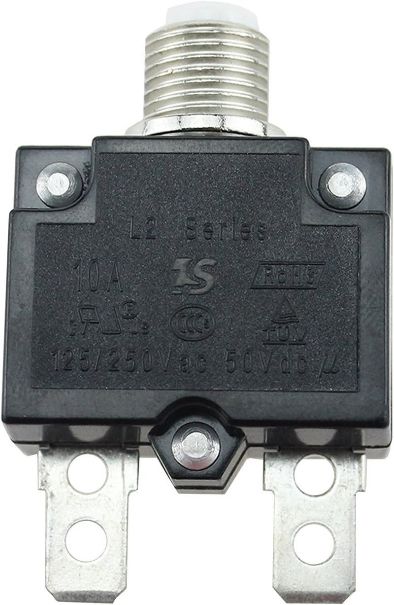 T Tocas 5pcs Push Button Reset 10A Circuit Breakers with Quick Connect Terminals and Waterproof Button Cap - Image 3