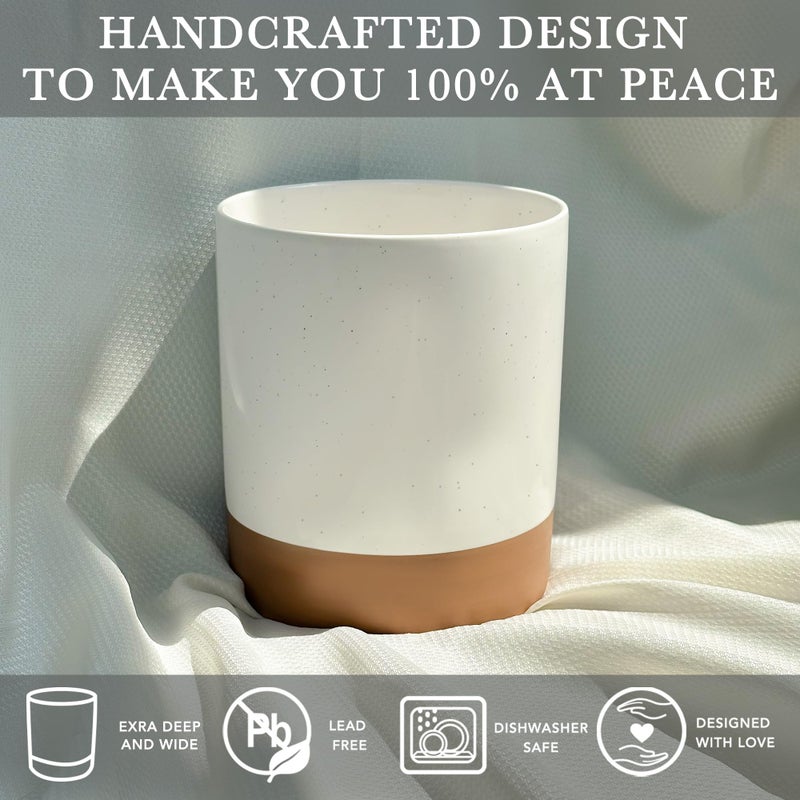 Mora Ceramic Kitchen Utensil Holder - Wooden Spoon & Spatula Crock for Countertop, Modern Farmhouse Home Decor, Extra Large 7.3" Cooking Organizer for Stove Top and Counter - Heavy & Sturdy - Vanilla - Image 3