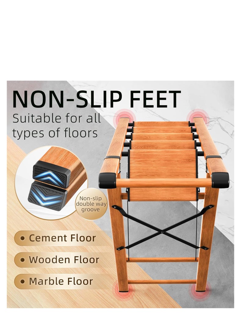 ROBUSTLINE 5 Step Ladder,Folding Step Stool W/Portable Handle for Home,Office,Kitchen, Garden Aluminum Lightweight Step Stool with Anti-Slip Sturdy Pedal Ladders, Woodgrain, 330 lbs Capacity  - Image 2
