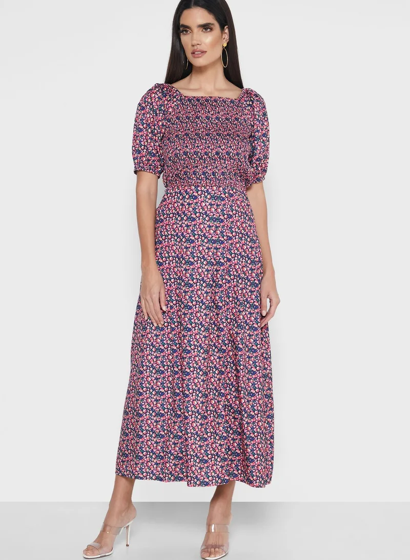 RINA Floral Print Square Neck Top