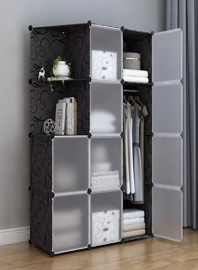 KEEKOS Kids Plastic Collapsible Wardrobe Organizer for Storage | Cute Cartoon Design | Heavy Duty Cloth Organizer for Storage | Easy to Assemble | Perfect for Kids Room & Home (Black-HL) - Image 1