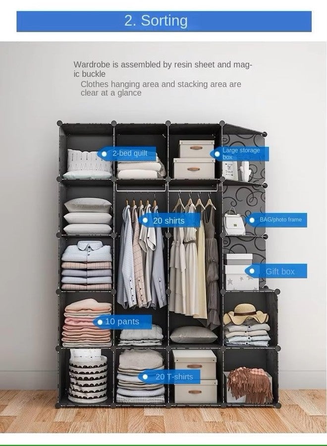 KEEKOS Kids Plastic Collapsible Wardrobe Organizer for Storage | Cute Cartoon Design | Heavy Duty Cloth Organizer for Storage | Easy to Assemble | Perfect for Kids Room & Home (Black-HL) - Image 4