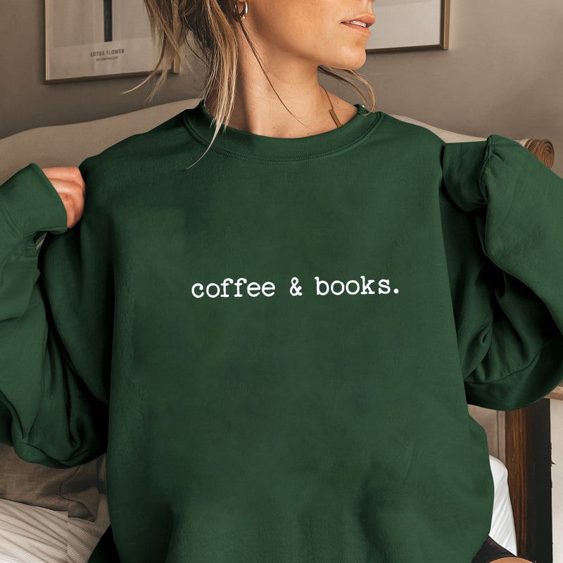 Independent Station Fall/Winter New Simple Round Neck Long Sleeve Coffee Books Letter Sweat All-Match - Image 5