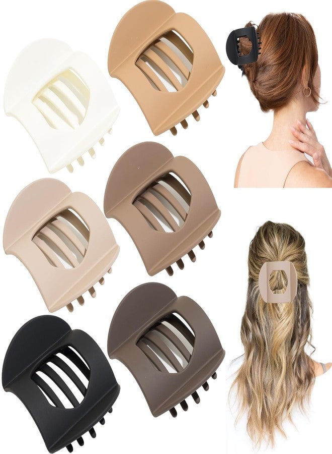 Jeffan 6 PCS Flat Hair Clips for Women, Ergonomic Curved Claw Clips for Thick Thin Curly Hair, Round Flat Strong Hold No Slip Grip Claw Clips for All Hair Textures - Image 1