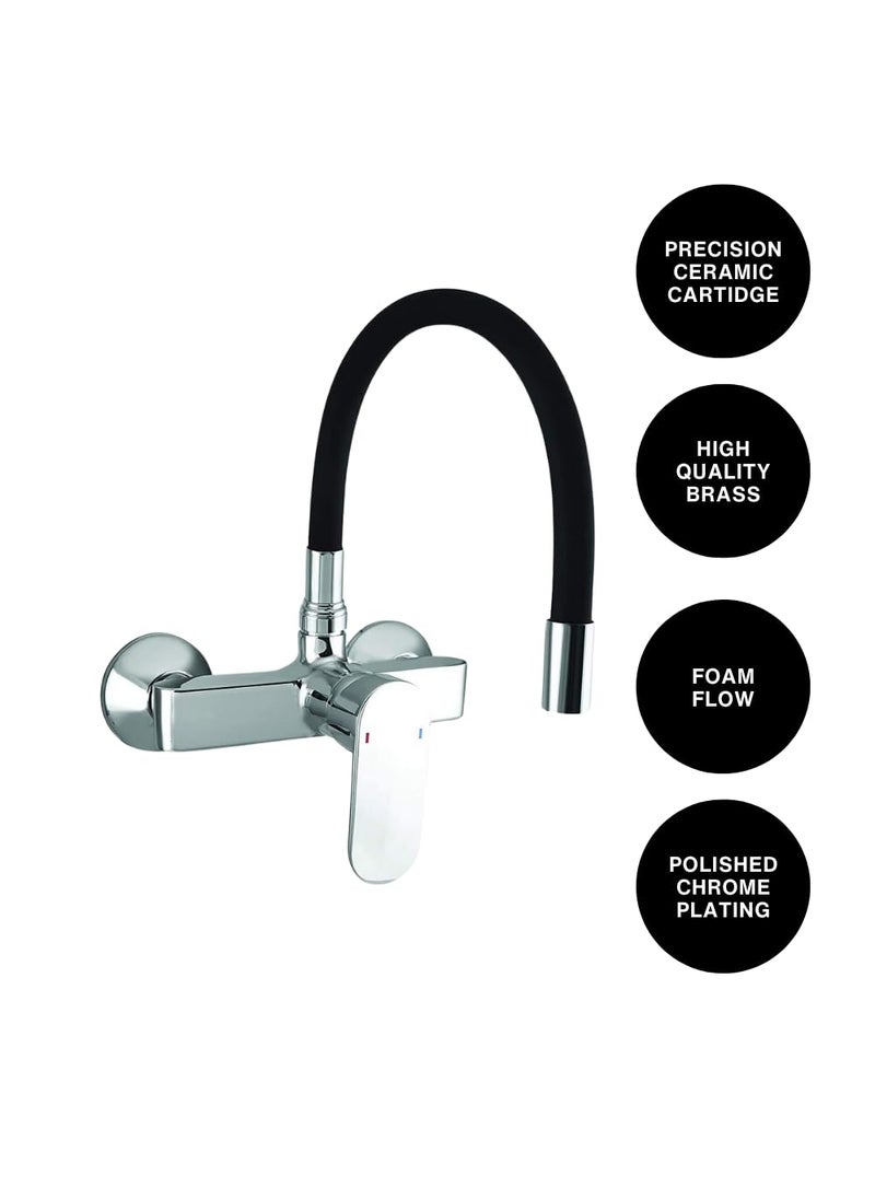 IRIS IRIS Brass Sink Mixer Tap for Kitchen ZX 1967 Chrome Plated Black HotCold Facility Wall Mount  - Image 4
