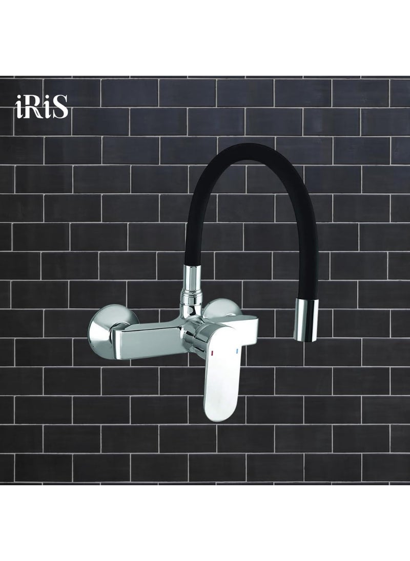 IRIS IRIS Brass Sink Mixer Tap for Kitchen ZX 1967 Chrome Plated Black HotCold Facility Wall Mount  - Image 3