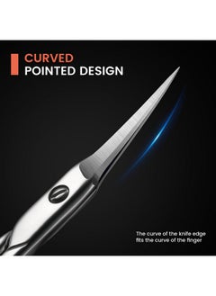 BEZOX Curved Cuticle Scissors - Precision Manicure Scissor Nail Cuticle Trimmer, Professional Stainless Steel Nail Scissors For Cuticle Care, Cuticle Cutter Small Scissors For Women - Silver  - Image 2