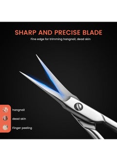 BEZOX Curved Cuticle Scissors - Precision Manicure Scissor Nail Cuticle Trimmer, Professional Stainless Steel Nail Scissors For Cuticle Care, Cuticle Cutter Small Scissors For Women - Silver  - Image 3
