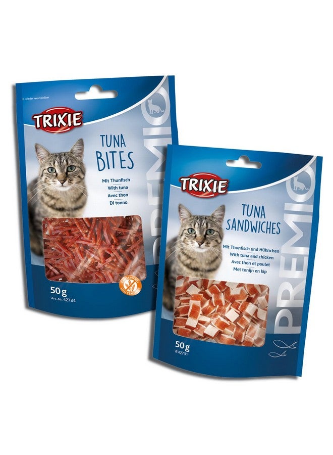 تريكسي مجموعة مكافآت القطط من ساندويتشات التونة الفاخرة وقطع التونة الفاخرة، مكافآت غنية بالعناصر الغذائية للقطط، مناسبة لجميع السلالات - (عبوة من قطعتين) - Image 1
