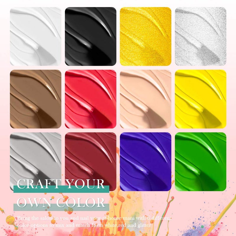 MEET ACROSS 12 Colors Painting Gel, Gel Nail Polish Kit with Painting Drawing Nail Brush Pen, Soak Off UV LED Gel Polish Set, Gel Paint for Nail Art Drawing Gel Nail for Art Design - Image 2