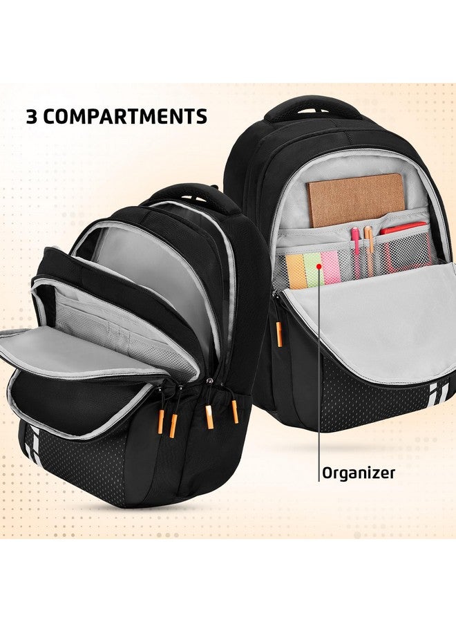 Safari حقيبة مدرسية سفاري فيرج 37 لتر للأولاد والبنات، حقيبة ظهر مطبوعة غير رسمية بثلاثة أقسام مع قاعدة درع، غطاء مطر، حامل ملفات، حامل زجاجة ومنظم، حقيبة كلية للرجال والنساء، لون أسود - Image 2