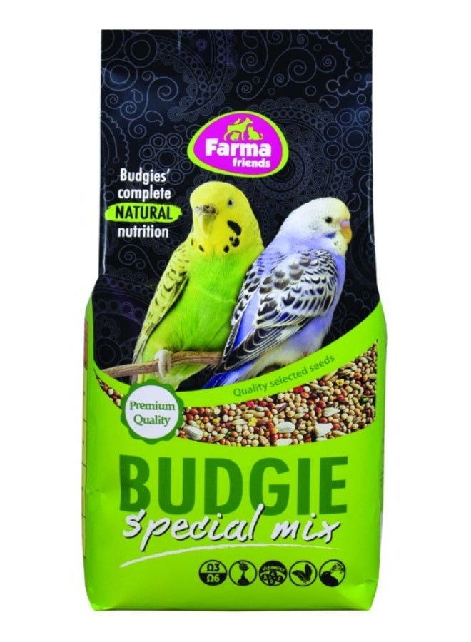 Farma Budgie Special Mix is a premium-quality, natural seed mix specially formulated for budgerigars, love birds, and small/big parakeets - 1 kg