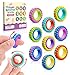 SMALL FISH Fidget Toys Sensory Rings for Kids 9 Pack MultiFunctional Finger Spinner Fidget Stress Toys for Autism Kids Calming Small Fidgets for Classroom Prizes Teens Boys Girls Travel Calm Essentials - Image 2