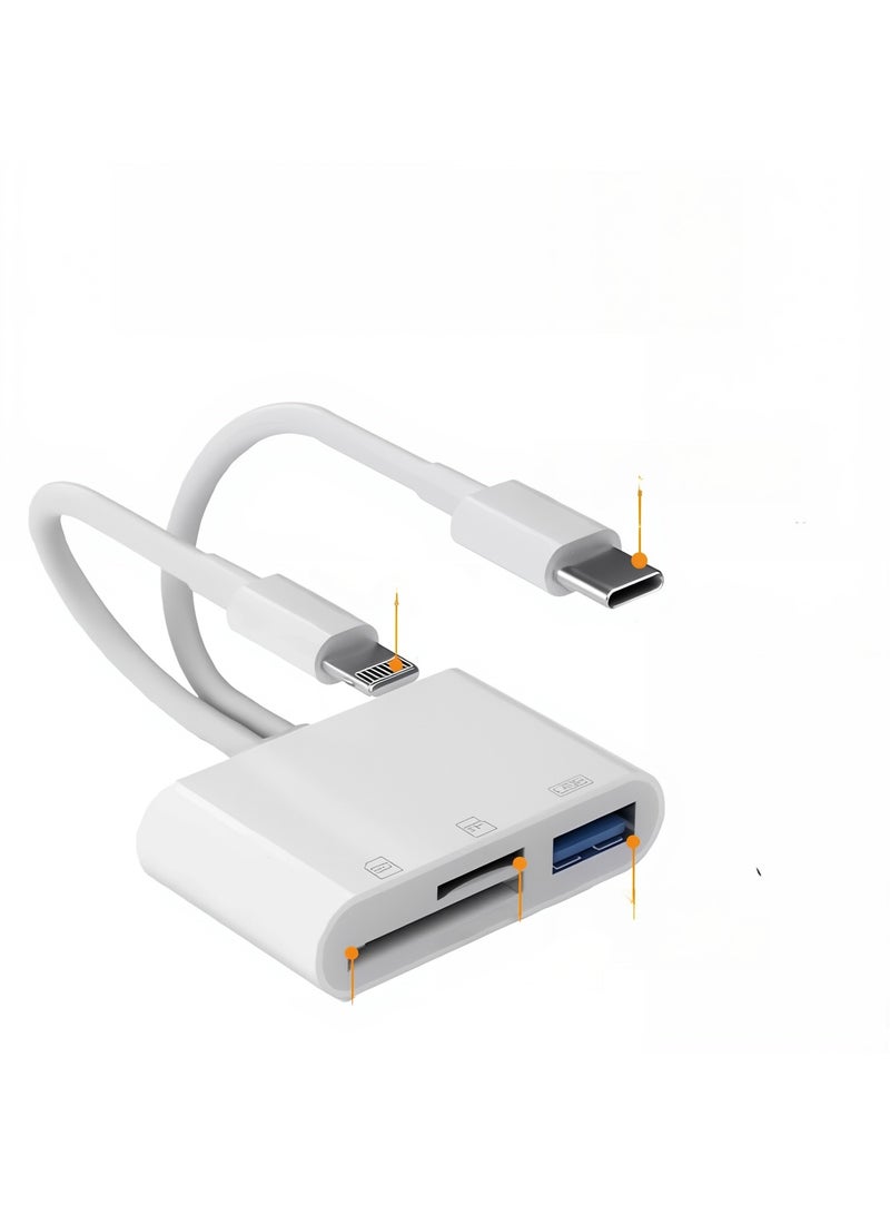 5-in-1 Multi-Function Card Reader | USB, Type-C, Lightning, SD & TF | Compatible with iPhone, Android, PC | OTG Adapter with Keyboard & Mouse Support | Transparent Cover | Premium Chipset  - Image 1