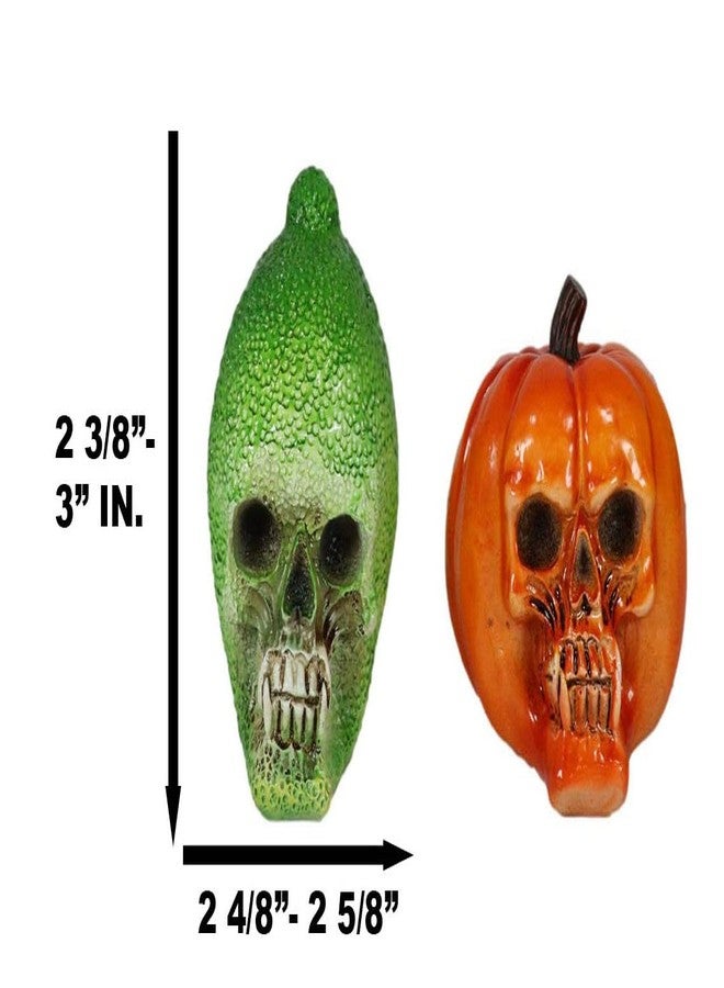 Ebros Gift Vegetable Healthy Salad Fruit Produce Pumpkin Bitter Melon Garlic Strawberry Bell Pepper Tomato Skulls Mini Figurines Set Of 6 Skeleton Head Cranium Bizarre Ossuary Macabre Halloween Accent - Image 2