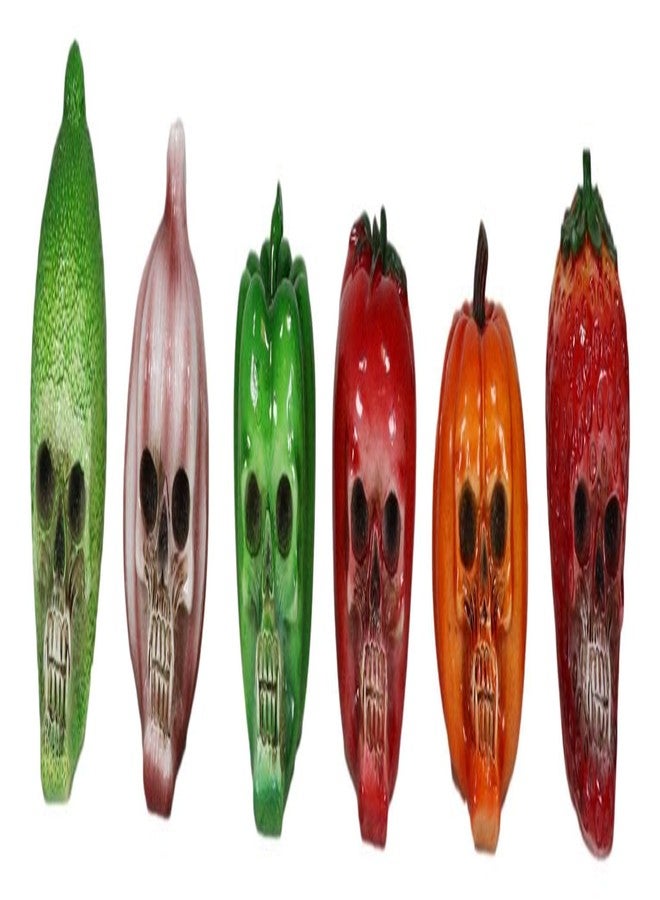 Ebros Gift Vegetable Healthy Salad Fruit Produce Pumpkin Bitter Melon Garlic Strawberry Bell Pepper Tomato Skulls Mini Figurines Set Of 6 Skeleton Head Cranium Bizarre Ossuary Macabre Halloween Accent - Image 1
