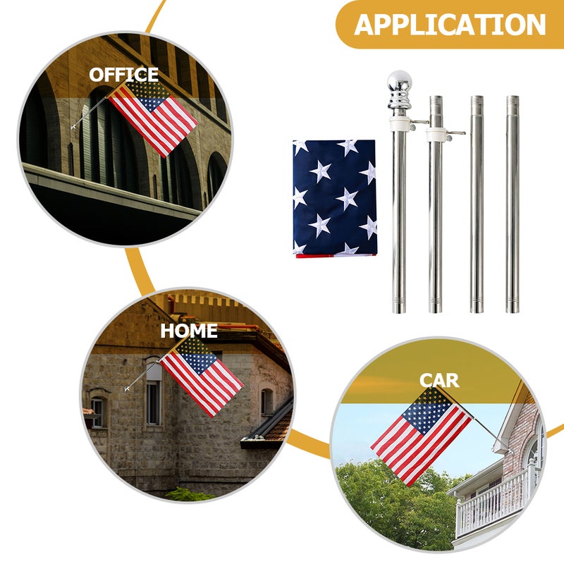 2 Sets American Flag with Flag Poles Outdoor Embroidered American Flag for Boat - Image 5