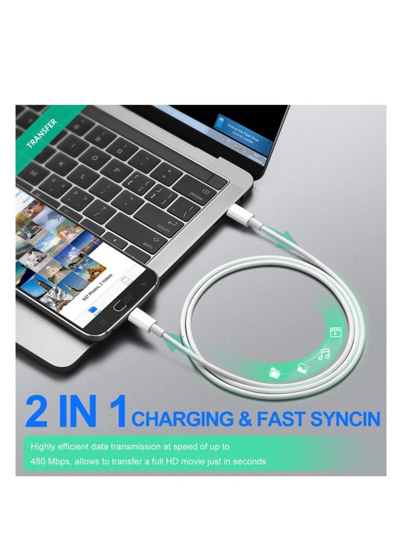 DUSALA USB Type-C to Type-C Data & Charging Cable -USB C-C Fast Charger Cord (White)  - Image 3