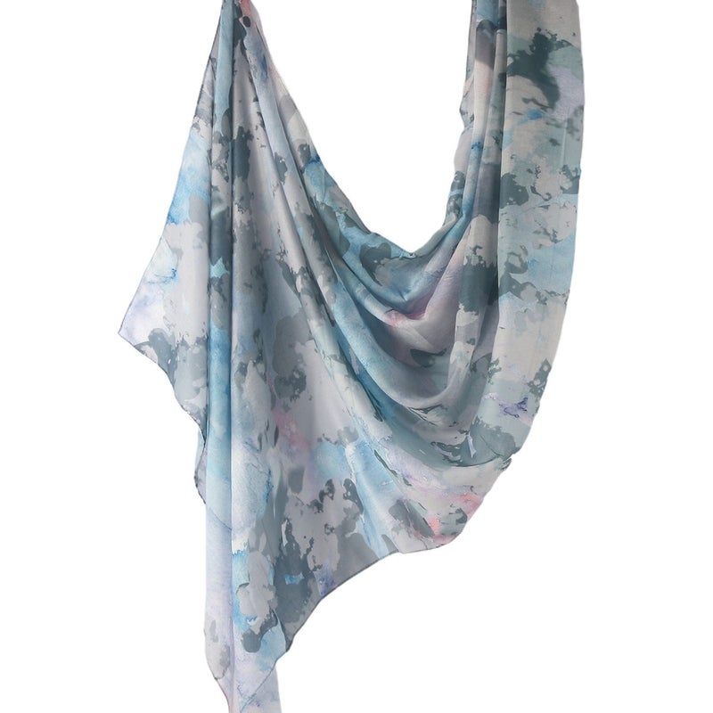 Best-Selling Watercolor Tie-Dye Cotton Scarf - Satin Polyester Long Wrap, Turkish Headscarf