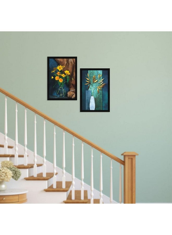 ArtX Paper Flower Vase Framed Wall Art Painting, Wall Decor For Living Room, Multicolor, 12.5 X 18.5 inches each Set Of 2 - Image 3