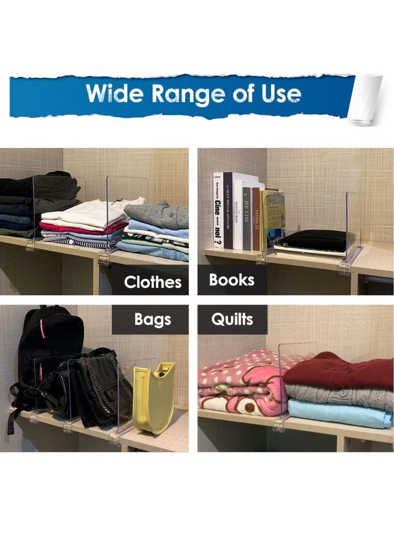 Excefore 4 Pack Acrylic Shelf Dividers for Wardrobe, Wood Closets Clear Shelf Separator, Adjustable Clothing Organizer Wardrobe Dividers, Suitable for Bedroom Closet Shelves Organizer  - Image 4