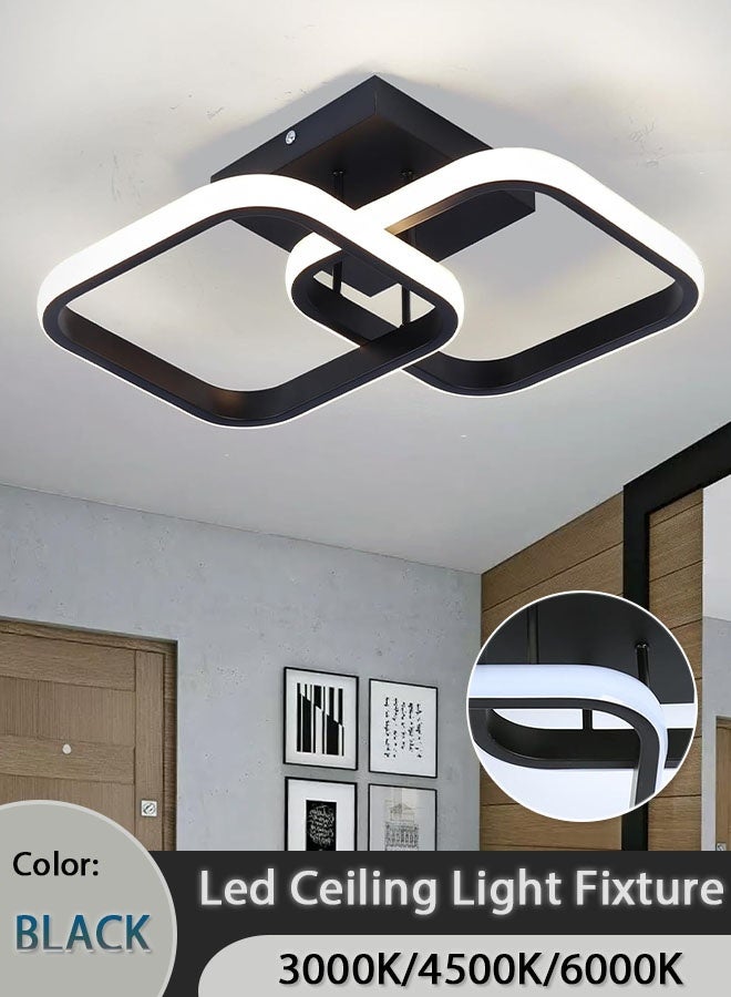 Led Ceiling Light Fixture,3000K/4500K/6000K Modern Hallway Light fixtures Ceiling Lighting,Black Square Close to Ceiling Lights for Bathroom Bedroom Kitchen Balcony Stair Small Ceiling Lamp (Black) - Image 1