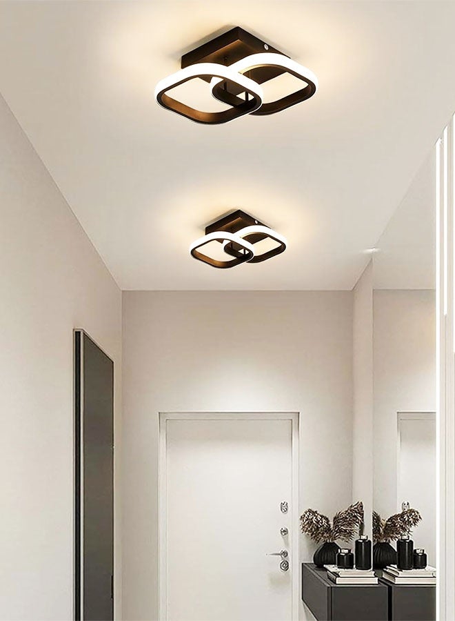 Led Ceiling Light Fixture,3000K/4500K/6000K Modern Hallway Light fixtures Ceiling Lighting,Black Square Close to Ceiling Lights for Bathroom Bedroom Kitchen Balcony Stair Small Ceiling Lamp (Black) - Image 5