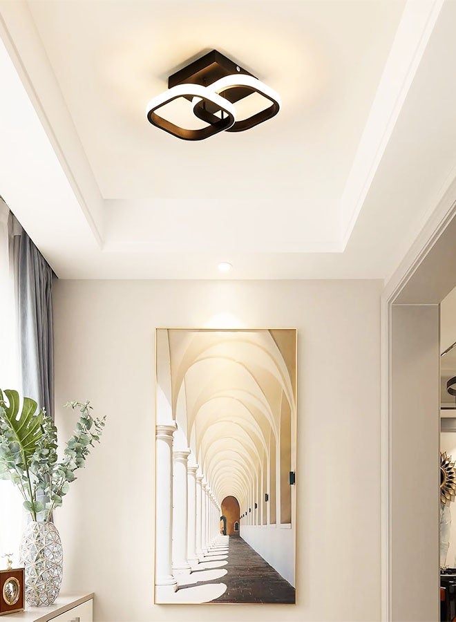 Led Ceiling Light Fixture,3000K/4500K/6000K Modern Hallway Light fixtures Ceiling Lighting,Black Square Close to Ceiling Lights for Bathroom Bedroom Kitchen Balcony Stair Small Ceiling Lamp (Black) - Image 4