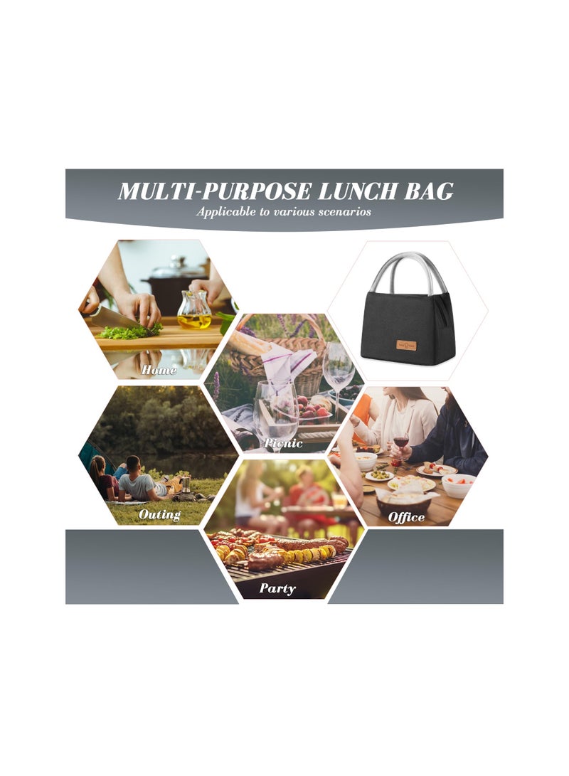 SOLARAE Lunch Bag for Women Men, Insulated Lunch Box Adult, Lunch Tote Bags, Reusable Cooler Lunch Box Food Container, Insulated Lunch Bag with High Capacity for Work Travel Picnic Office Outdoor (black) - Image 5