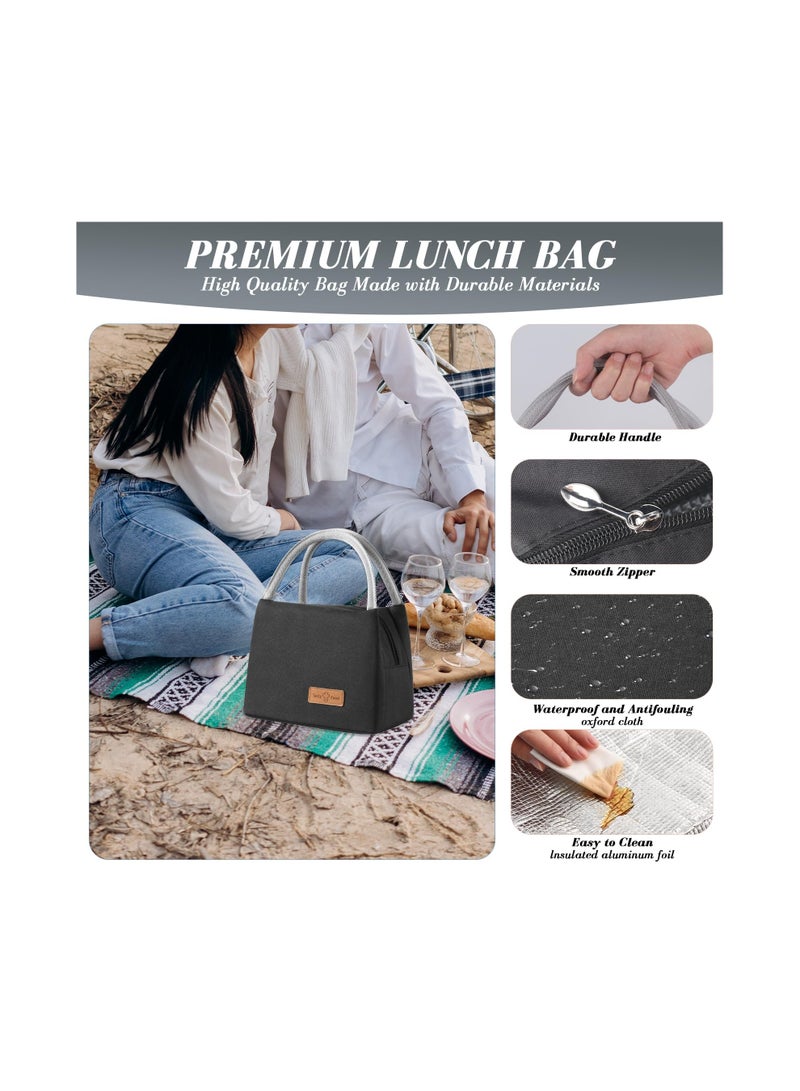 SOLARAE Lunch Bag for Women Men, Insulated Lunch Box Adult, Lunch Tote Bags, Reusable Cooler Lunch Box Food Container, Insulated Lunch Bag with High Capacity for Work Travel Picnic Office Outdoor (black) - Image 4