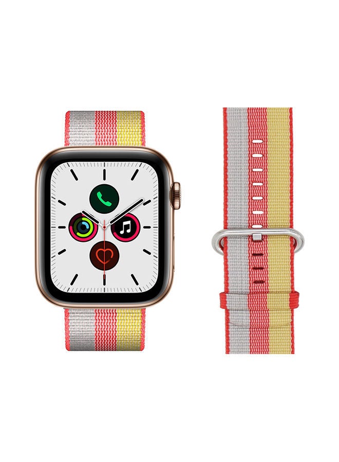NIBEMINENT Replacement Stylish Band For Apple Watch Series 5/4/3/2/144 Red/White/Yellow - Image 1