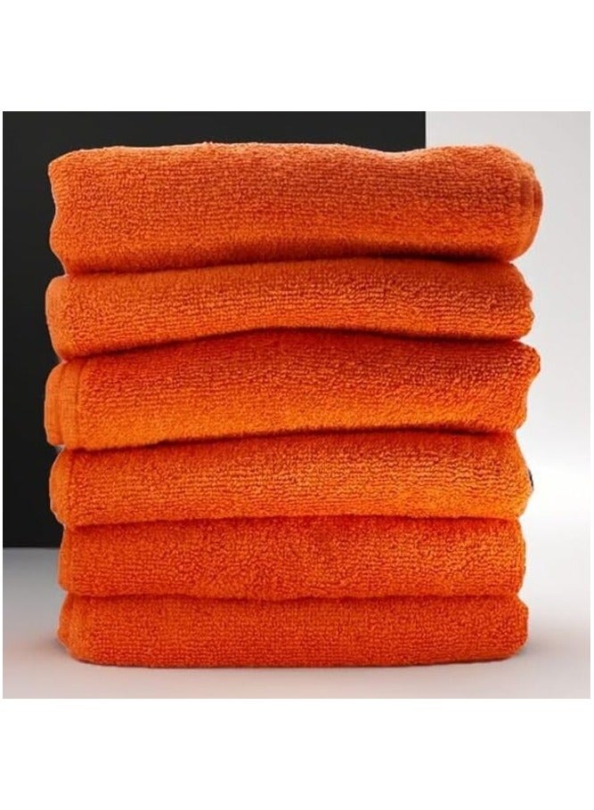 مرفا مجموعة من 6 قطع من مناشف اليدين - جودة عالية 100% قطن - امتصاص عالي - لون برتقالي - صُنعت في باكستان - Image 2