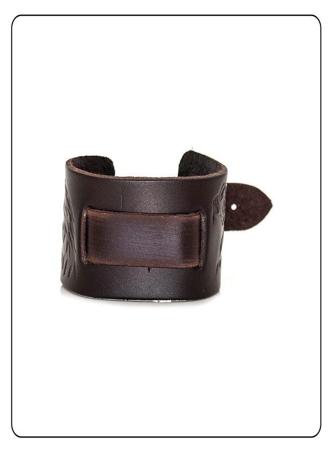 Fusamk Punk Belt Buckle Wristband Eagle Wide Leather Bracelet,7.0-8.0inches - Image 2