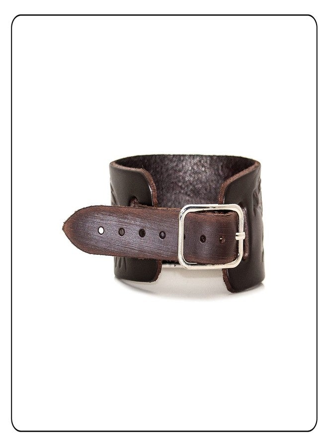 Fusamk Punk Belt Buckle Wristband Eagle Wide Leather Bracelet,7.0-8.0inches - Image 3