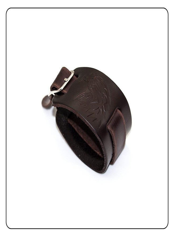 Fusamk Punk Belt Buckle Wristband Eagle Wide Leather Bracelet,7.0-8.0inches - Image 5