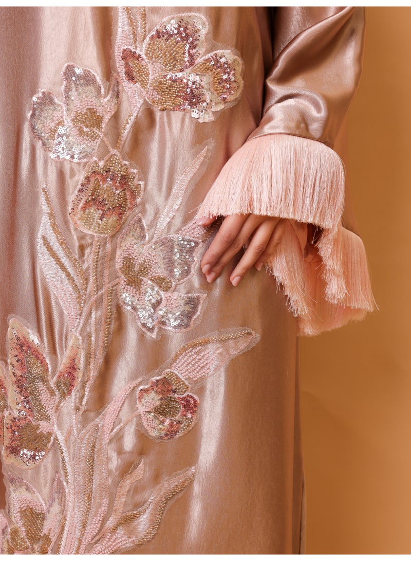 IKKXA Elegant Shimmer Fabric Floral Design Modern Sleeves - Image 4