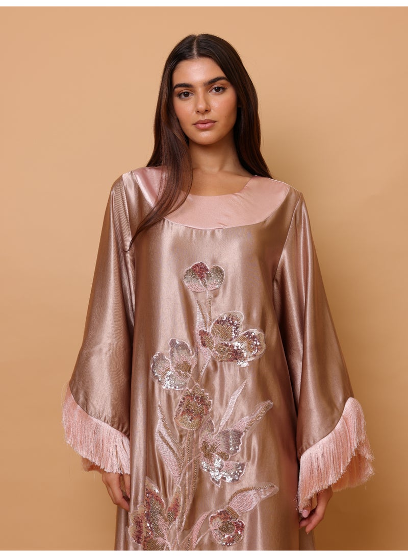 IKKXA Elegant Shimmer Fabric Floral Design Modern Sleeves - Image 5